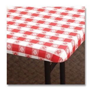 Hoffmaster (221107) 30" x 96" Red Gingham Kwik Cover Plastic Table Cover, 1 CAS   Tablecloths