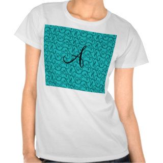 Monogram turquoise swirls tshirts