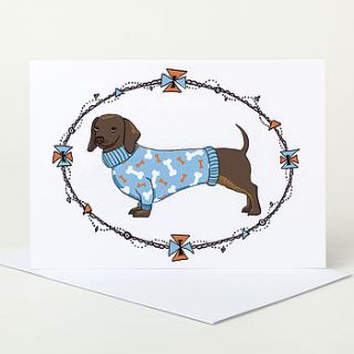 sausage dog greeting card by sophie parker