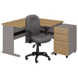 Bush Series A Left Corner Desk with 3 Drawer File and Chair SMA003CHLOSU