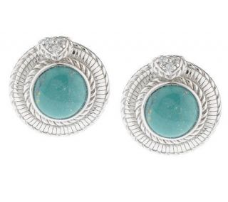 Judith Ripka Sterling Round Green Turquoise Earrings —
