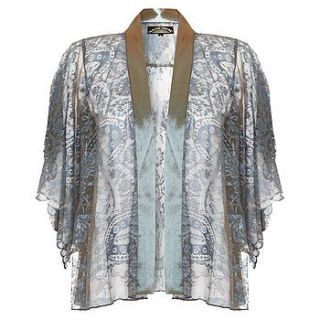 cathleen kimono jacket in winter blue lace by nancy mac