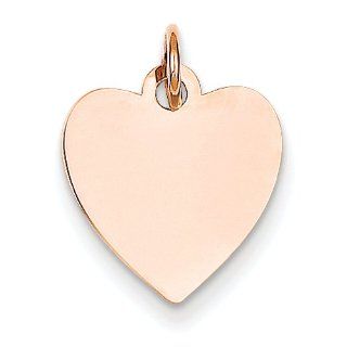14K Rose Gold Heart Disc Charm Pendant 18mmx13mm Jewelry