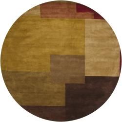 Hand knotted Mandara Traditional Multi New Zealand Wool Rug (79 Round)