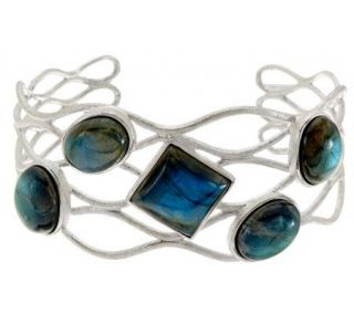 VicenzaSilver Sterling Labradorite Fancy Cuff 