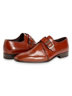 Paul Fredrick Mens Italian Leather Monk Strap Shoe