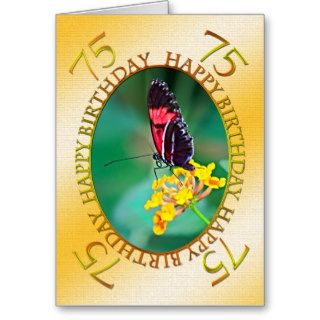 75th Butterfly and flower birthday card