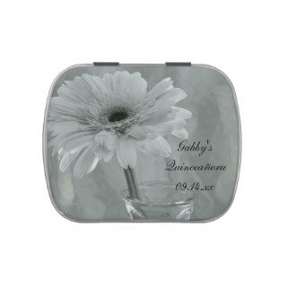 Green Tinted Daisy Quinceanera Favor Candy Tin