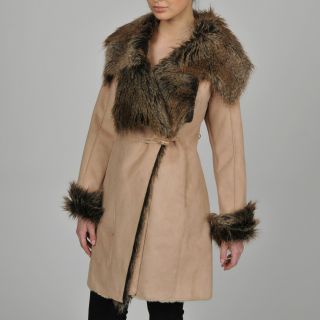 Regent Regent Womens 3/4 length Faux Fur Shearling Jacket Tan Size M (8  10)