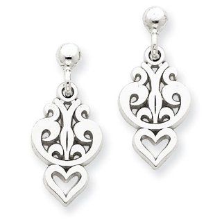 Filigree Design Earrings, 14K White Gold Jewelry