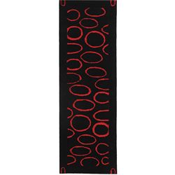 Handmade Soho Eclipse Black/ Red N. Z. Wool Runner (26 X 8)