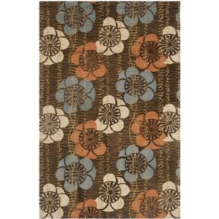 Handmade Blossom Brown Wool Area Rug (5 X 8)