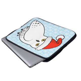Snowy Owl Santa Laptop Computer Sleeves