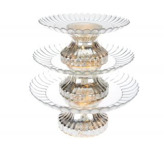 3 Tiered Lit Mercury Glass Serving Platter by Valerie —