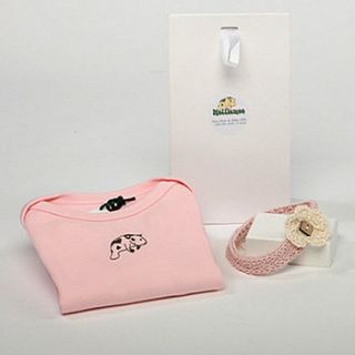 organic pink hairband & t shirt baby gift set by molliemoo