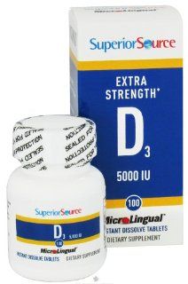 Superior Source MicroLingual D3 5,000 IU Instant Dissolve Tablets 100 Tablets Health & Personal Care