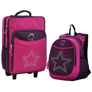 Obersee Kids Rhinestone Star 2 piece Backpack And Carry On Upright Luggage Set