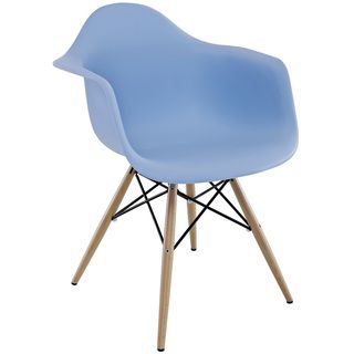 Wood Pyramid Blue Arm Chair