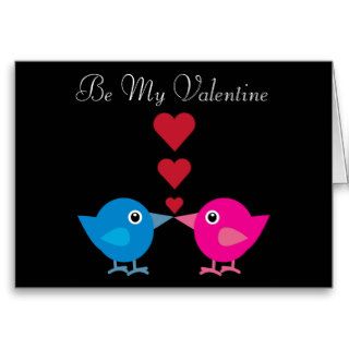 Cute Love Birds & Hearts Be My Valentine Greeting Cards