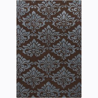 Hand tufted Mandara Floral Brown/light Blue Wool Rug (5 X 76)