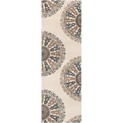 Hand tufted Ivory New York Ave Geometric Medallion Wool Rug (26 X 8)