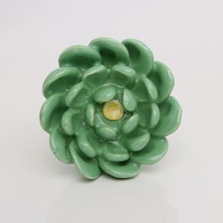 large green ceramic tania flower knob by trinca ferro