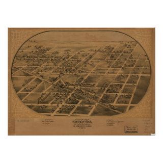 1869 Chenoa, IL Birds Eye View Panoramic Map Print