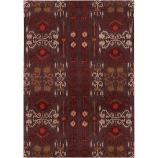 Mandara Brown/red Hand tufted Abstract Wool Rug