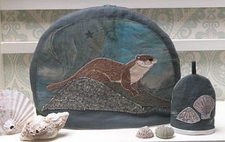 otter tea cosy by samantha peare embroidered textiles