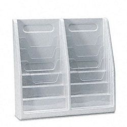 Deflecto Multi tiered Gray Magazine Holder