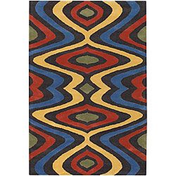 Hand tufted Mandara Multicolor Geometric Wool Rug (79 X 106)