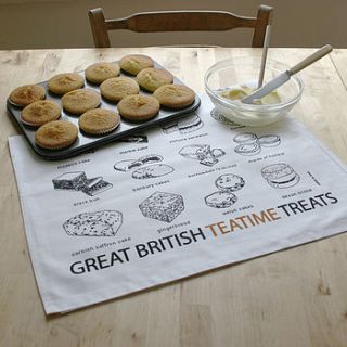 'great british teatime treats' tea towel by edith & bob