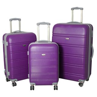 American Getaway 3 piece Lightweight Expandable Hardside Spinner Luggage Set With Tsa Lock   Purple