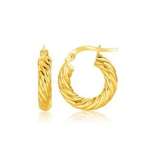 14K Yellow Gold Twisted Cable Small Hoop Earrings Vishal Jewelry Jewelry
