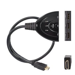 Generic Black 3 Port HDMI Switch Selector Pigtail Adapter Splitter For HDTV 1080p US Electronics