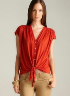 Max Studio Tie Front Pleated Shoulder Button Down Max Studio Sleeveless Shirts