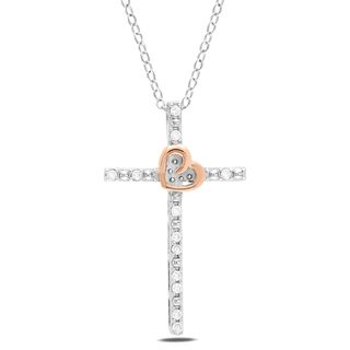 Miadora Sterling Silver Diamond Cross Necklace with Bonus Necklace Miadora Diamond Necklaces