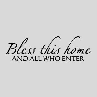Bless this homeFamily Wall Quotes Words Sayings Removable Wall Lettering (7" x 23"), BLACK   Wall Decor