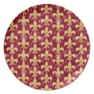 Vintage Royal Red Gold Fleur De Lis Pattern Dinner Plate