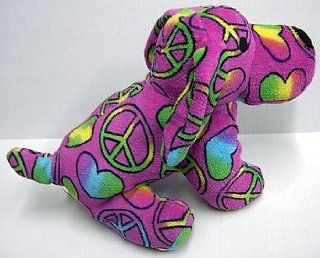 Cozy Plush Puppy, Pink, with Peace signs Toys & Games