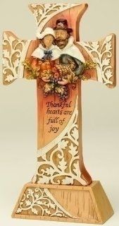 11.5" Harvest Pilgrim Thanksgiving Cross Figure with Verse   Collectible Figurines