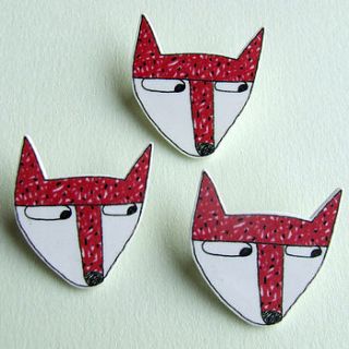 fox illustrated pin badge brooch by the imagination of ladysnail