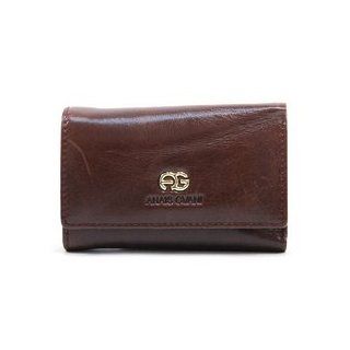 HPW   Women's Classic Smooth Genuine Leather Mini Tri Fold Wallet w/ Inside Hooks Compartment   Brown Color Brown  