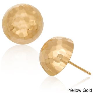 Gioelli 14k Gold Hammered Half ball 10 mm Stud Earrings Gold Earrings