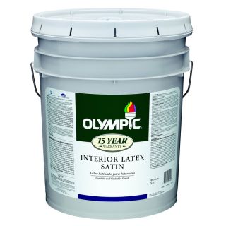 Olympic 5 Gallon Interior Satin White Latex Base Paint