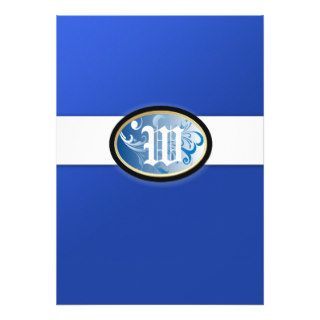311 Iridescent Monogram  The New Blue Custom Announcements