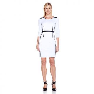 G by Giuliana Rancic Perforated Ponte Dress with Luxe Trim