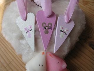 set of three hand painted sugar mice hearts by mollycupcakes