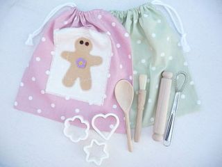 spotty gingerbread man baking bag set by tattybogle