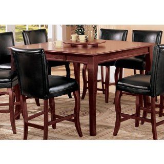 Contemporary Cherry Finish Counter Height Dining Table w/ Lazy Susan   Dark Cherry Height Table